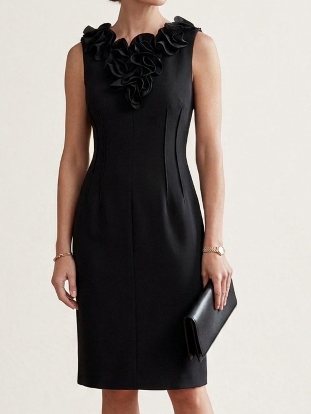 ✨ NWT Anne Klein Elegant "Rosette" Little Black Midi Dress sz 6 ✨